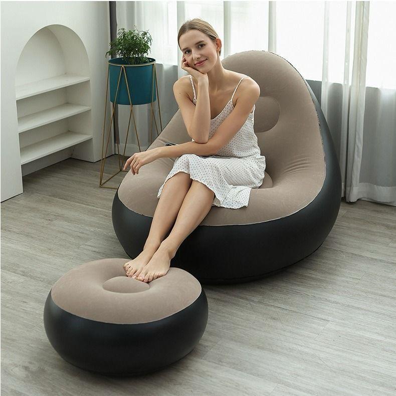 Relax anywhere with this inflatable sofa featuring a footrest. Includes free pump for easy setup. KES 3500 only. Order on WhatsApp today for fast delivery in Kenya! - Image 1