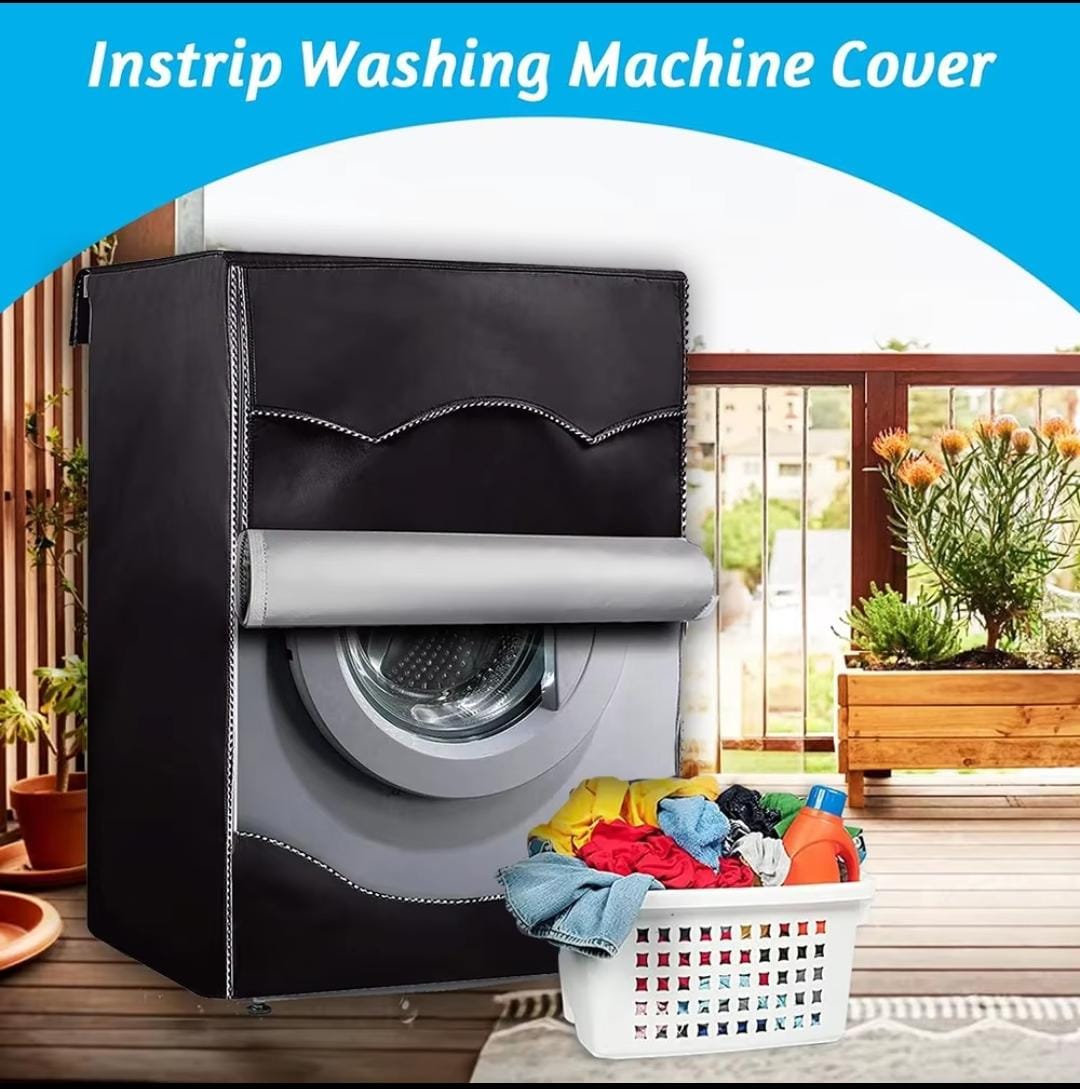 Protect your front load washer from dust & damage with this durable black cover featuring a zipper. KES 1600 only. Order on WhatsApp today for fast Nairobi delivery! - Image 2